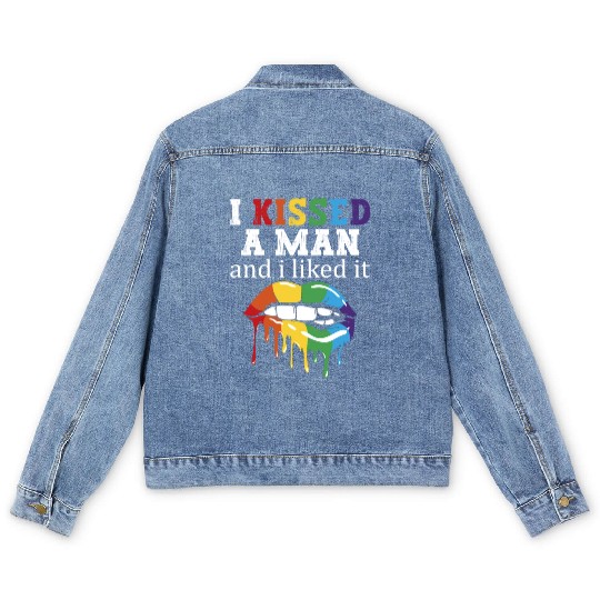 I Kissed A Man And I liked It LGBT Rainbow Pride Men's Denim Jackets