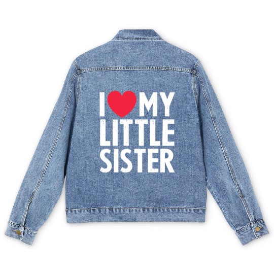 I Love My Little Sister Men's Denim Jackets