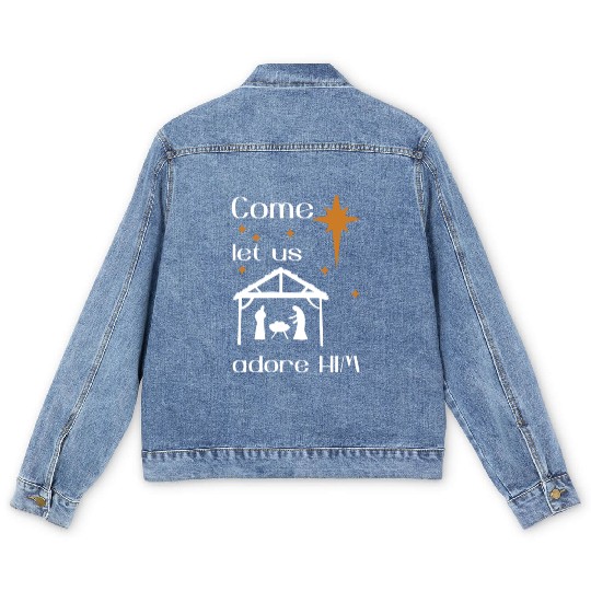 Christian Design come let us adore Him Men's Denim Jackets