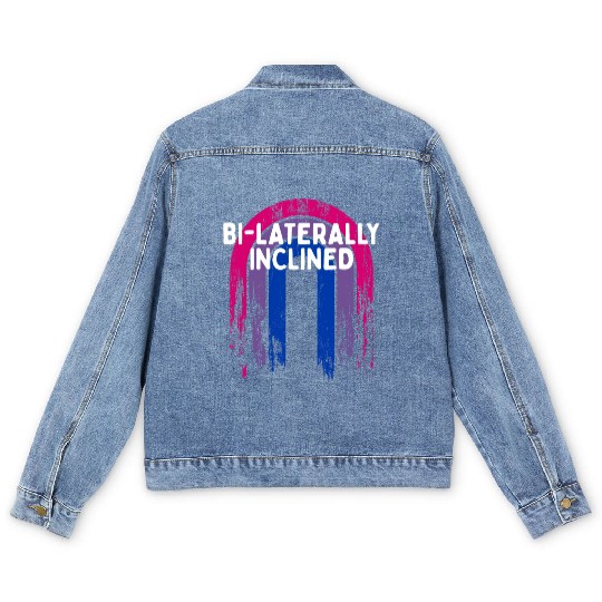 Bi-Laterally Inclined Bisexual LGBTQ Bi Pride Men's Denim Jackets