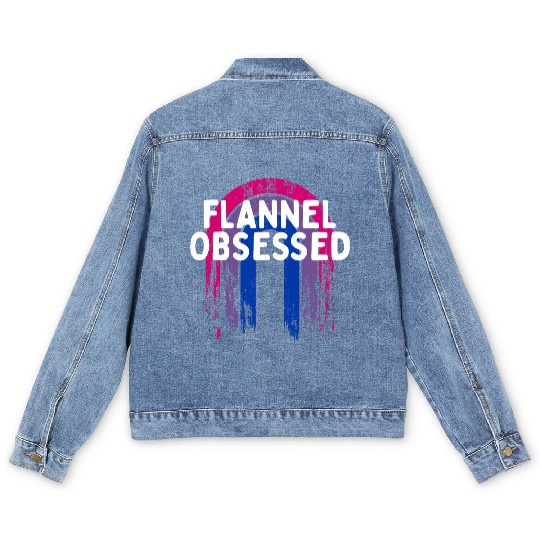 Flannel Obsessed Bisexual LGBTQ Bi Pride Outfit Men's Denim Jackets
