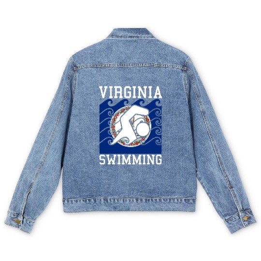 Virginia Flag Swimming Team Swim Swimmer US State Men's Denim Jackets