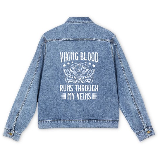 Viking Blood Runs Through My Veins Pagan Norsemen Men's Denim Jackets