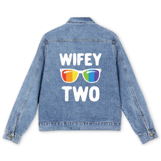 Wife Two Funny Lgbt Lesbian Couple LGBT Pride Gay Men's Denim Jackets