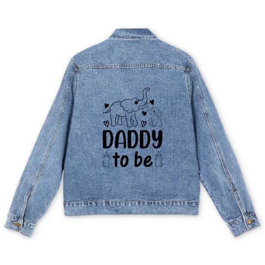 Elephant Daddy To Be - Baby Shower Paternity New D Men's Denim Jackets