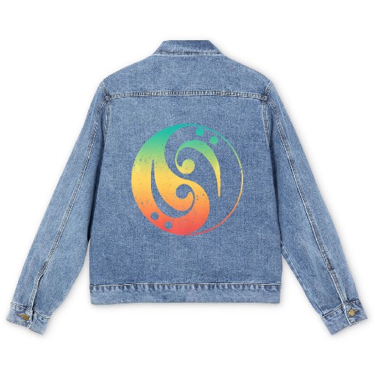 Ying Yang Bass Guitar Player Men's Denim Jackets