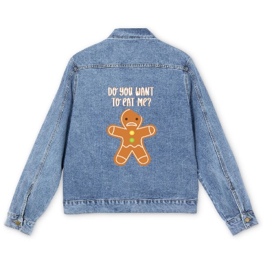 Angry Gingerbread X-mas Do You Want To Eat Me? Men's Denim Jackets