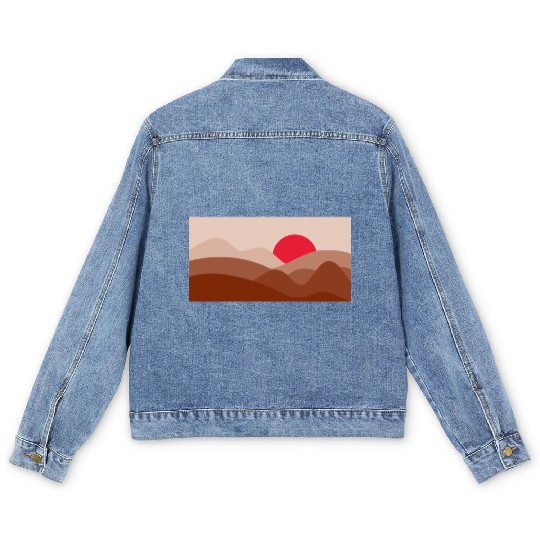 Minimalist Sun Brick Red Men's Denim Jackets