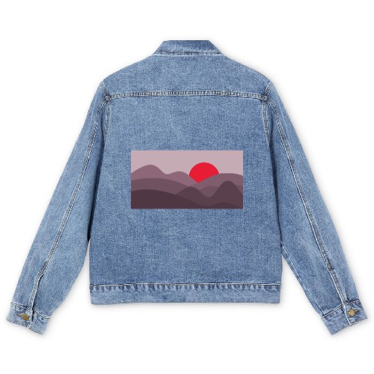 Minimalist Sun Dark Pink Purple Men's Denim Jackets