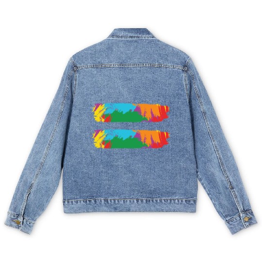 LBGT Flag Gay Pride Human Vintage Rainbow Men's Denim Jackets