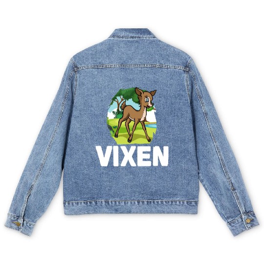 Christmas Santa's Reindeer Lazy Costume Vixen Men's Denim Jackets
