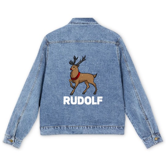 Christmas Santa's Reindeer Lazy Costume Rudolph Men's Denim Jackets