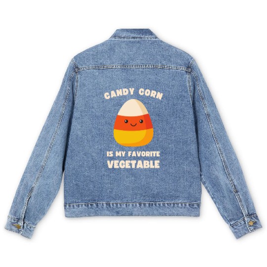LAZY COSTUME CANDY CORN IS MY FAVORITE VEGETABLE Men's Denim Jackets