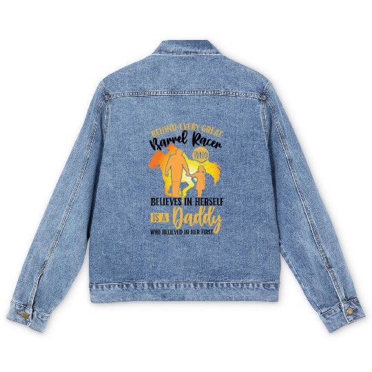 Barrel Racing Dad Rodeo Equestrian Horse Barrel Men's Denim Jackets