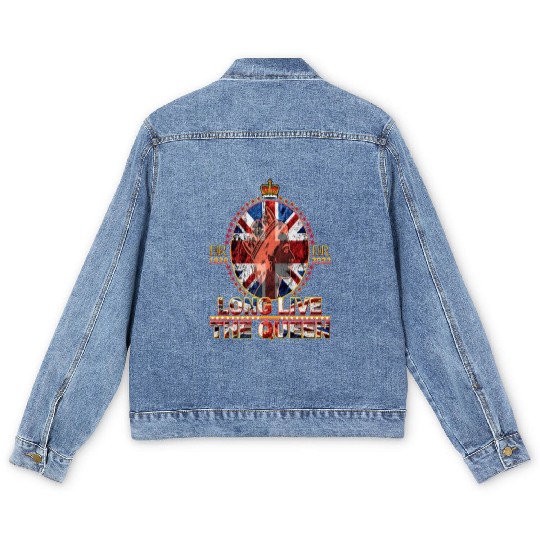 Queen Elizabeth II Rest in Peace Elizabeth Men's Denim Jackets