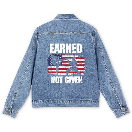 Earned Not Given! Karate Fighter Martial Arts Men's Denim Jackets