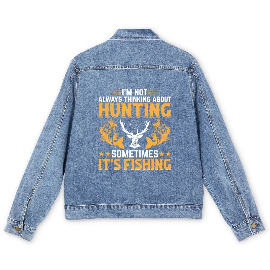 Deer Hunting Trout Fishing Fish Fishing - Deer Hun Men's Denim Jackets