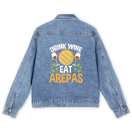 Arepas Lover Wine Drinking Hispanic Heritage Month Men's Denim Jackets