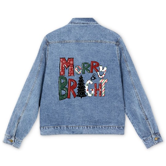 Merry And Bright Men's Denim Jackets | Merry Christmas 2022