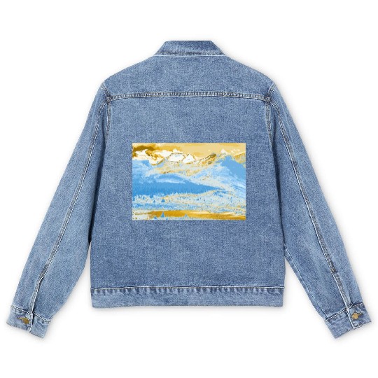 Golden Blue Mountain Lake Men's Denim Jackets