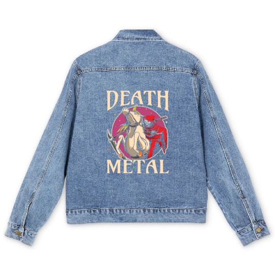 Reaper Rock Satan Unicorn Festivals Death Metal Men's Denim Jackets