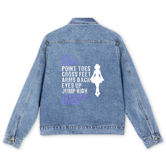 Best Funny Eat Sleep Irish Dance Girls Men's Denim Jackets
