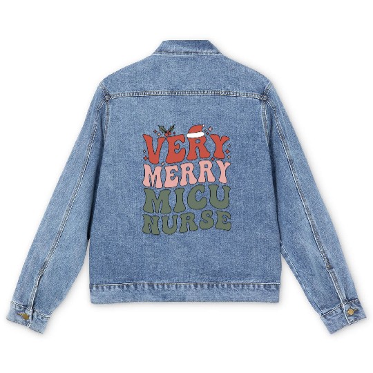MICU Nurse Christmas Medical ICU Nursing Xmas Gift Men's Denim Jackets