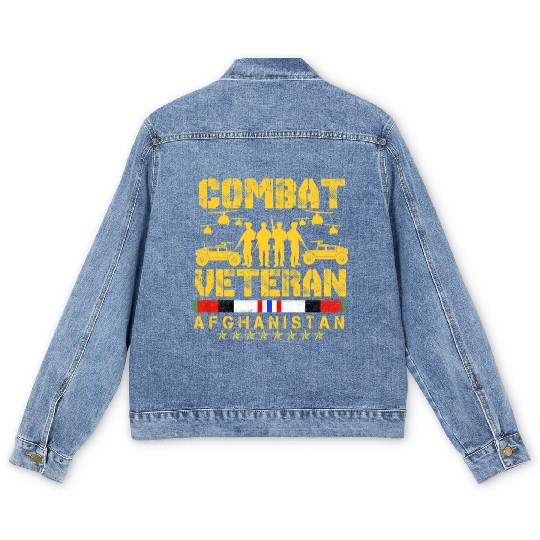 Combat Veteran Afghanistan Proud Us Men's Denim Jackets