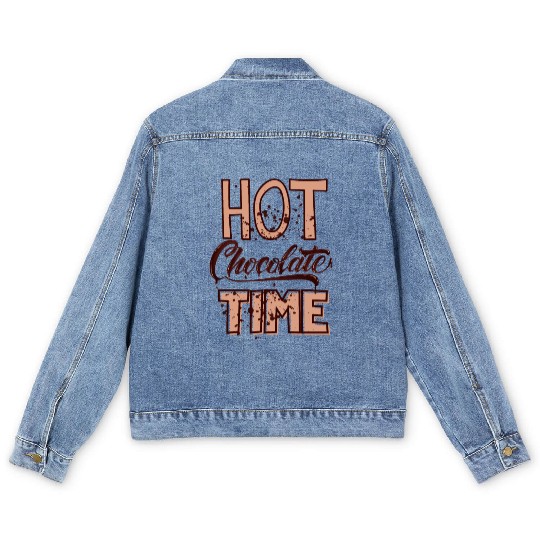 Cute winter quotes - hot chocolate time Men's Denim Jackets