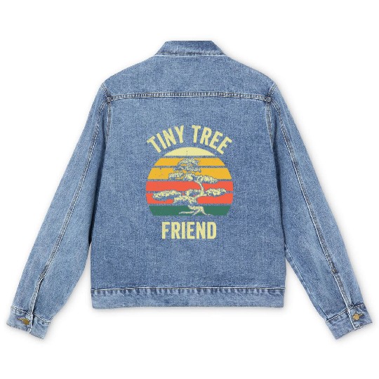 Bonsai Tiny Tree Gift Funny Planting Retro Gift Men's Denim Jackets