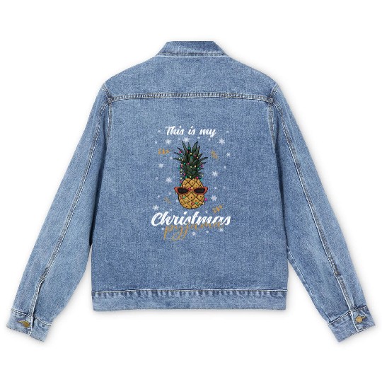 Winter Christmas Pyjama Pineapple Men's Denim Jackets
