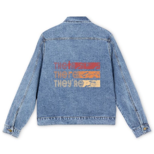 Their There They're English Teacher Grammar Men's Denim Jackets
