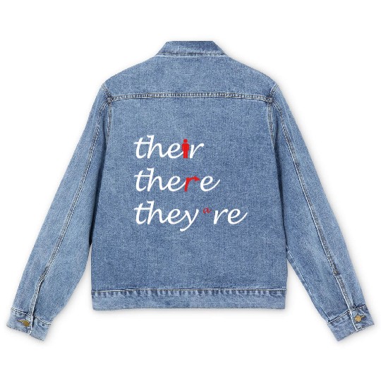 Their There They're English Teacher Grammar Men's Denim Jackets