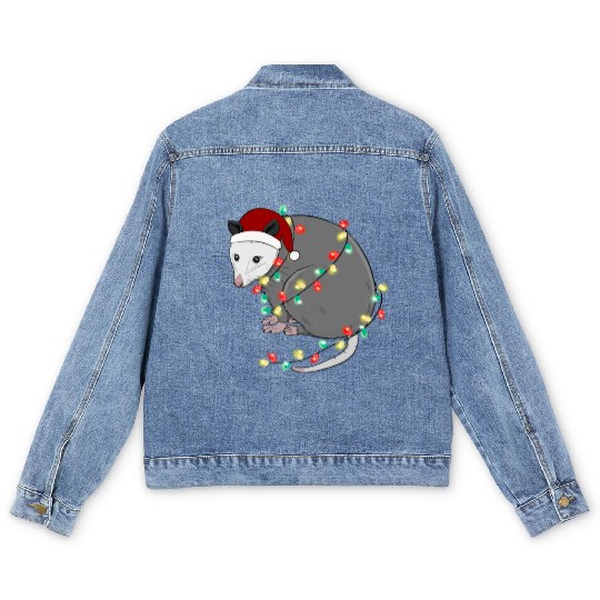 Christmas Animal Opposum Light Chain Hat Men's Denim Jackets