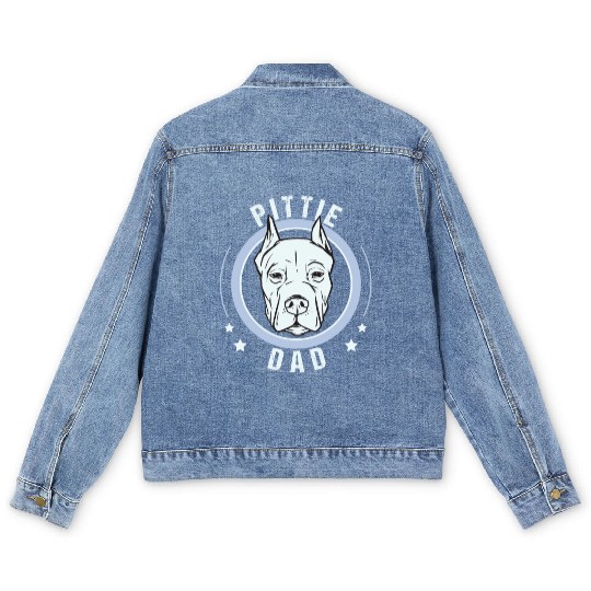 Pittie Dad Funny Pit Bull Dad Gifts Men's Denim Jackets