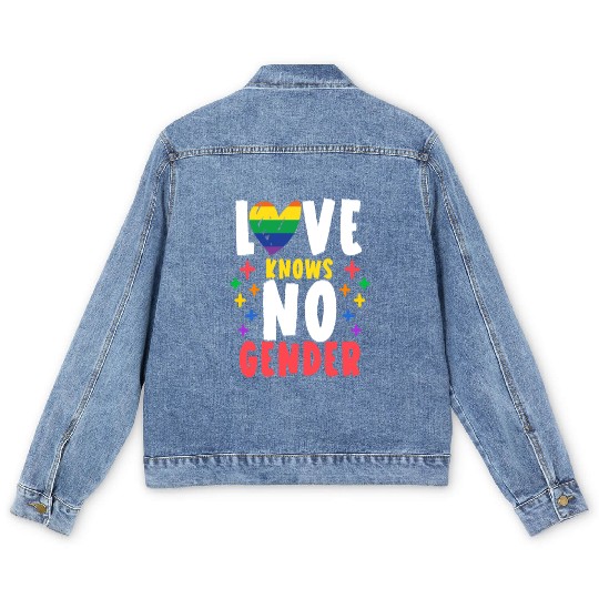 Love Knows No Gender Rainbow Pride Month Men's Denim Jackets