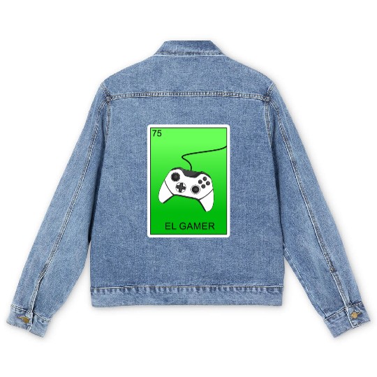 El Gamer Video Gaming Card Mexican Lottery Card Men's Denim Jackets