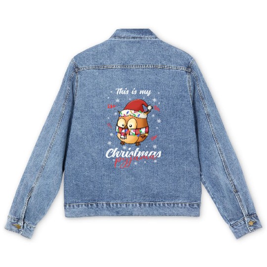 Winter Christmas Pyjama Owl Men's Denim Jackets