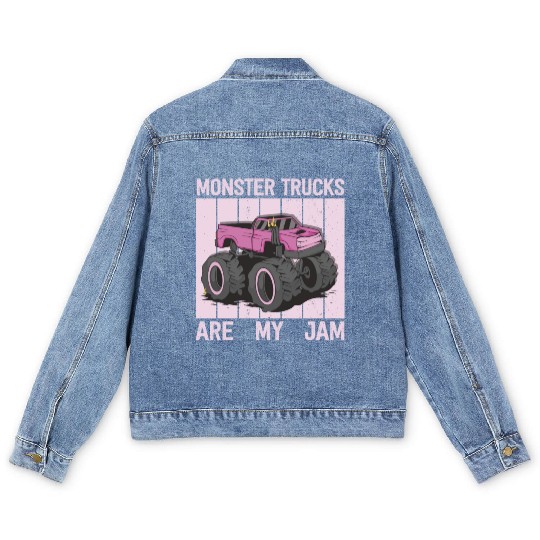 Monster Trucks Are My Jam Vintage Retro Men's Denim Jackets