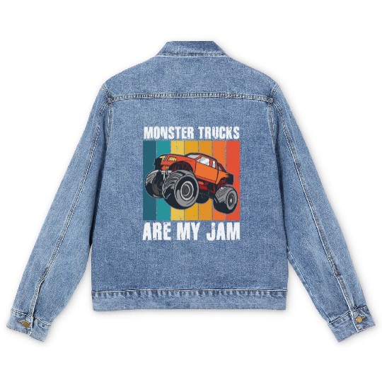 Monster Trucks Are My Jam Vintage Retro Men's Denim Jackets