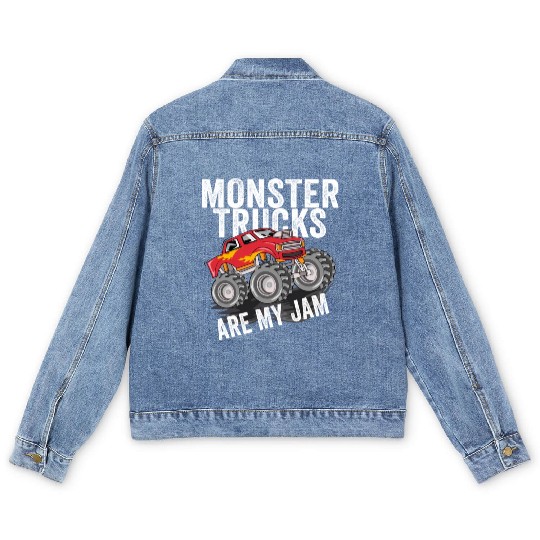 Monster Trucks Are My Jam Vintage Retro Men's Denim Jackets