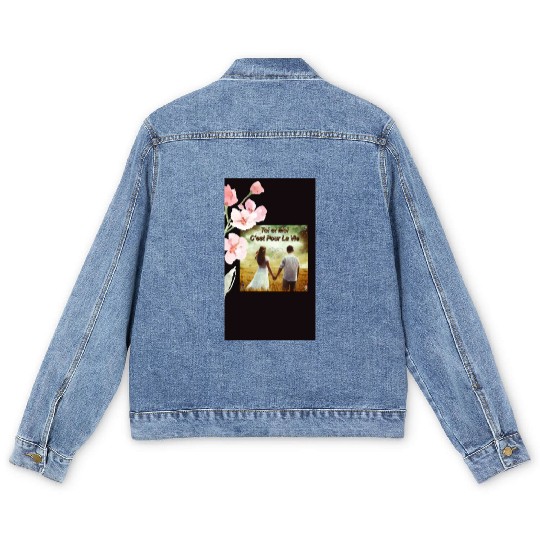 Amour: Toi et moi, C' est pour la vie Men's Denim Jackets