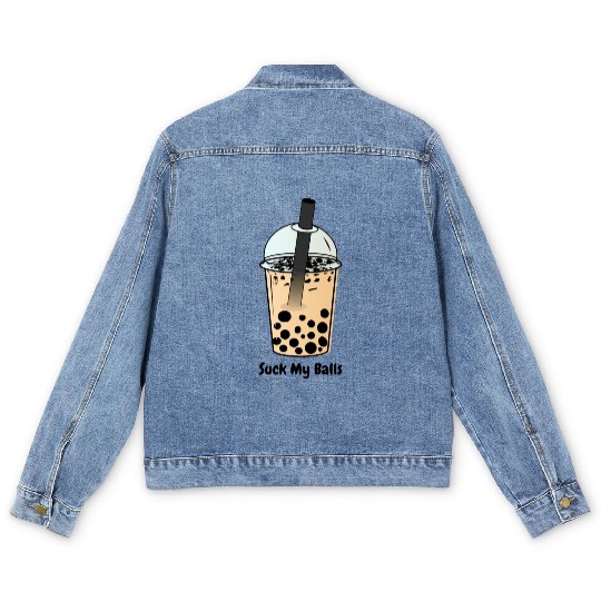 Suck My Balls, Boba Tea, Bubble Tea, Boba Milk Tea Men's Denim Jackets