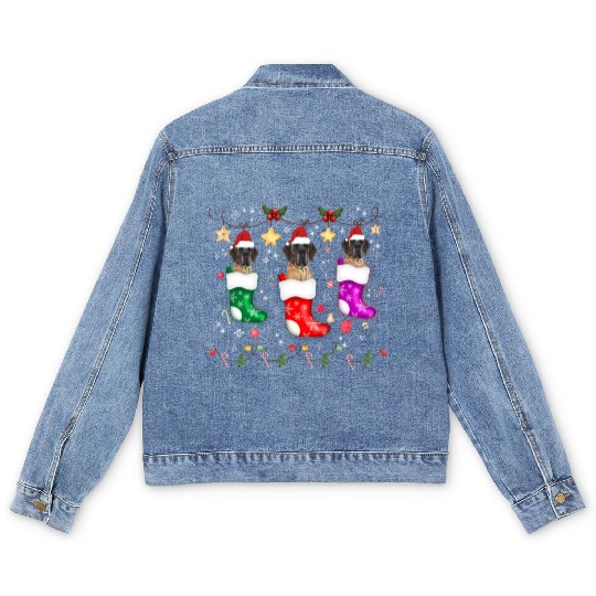 Great Dane Christmas Lights Gift Funny Xmas Dog Men's Denim Jackets