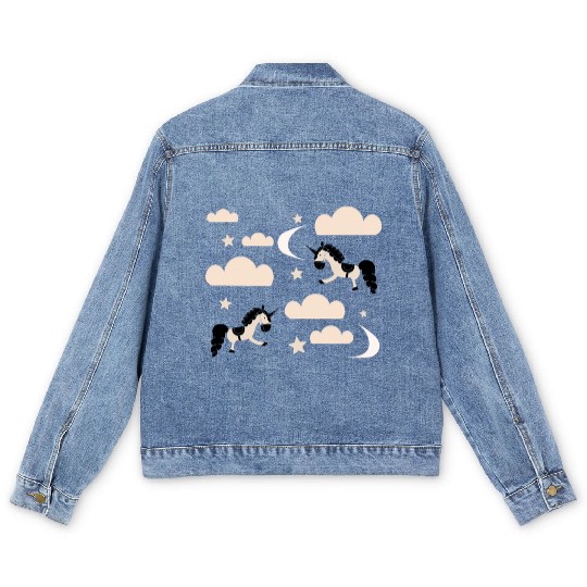 Unicorn rainbow Men's Denim Jackets