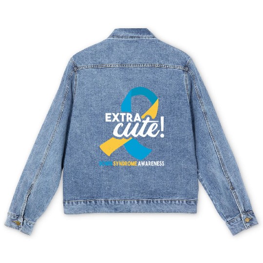 October Wear Blue Yellow Down Syndrome Awareness Men's Denim Jackets