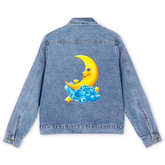 dessin de croissant de lune Men's Denim Jackets