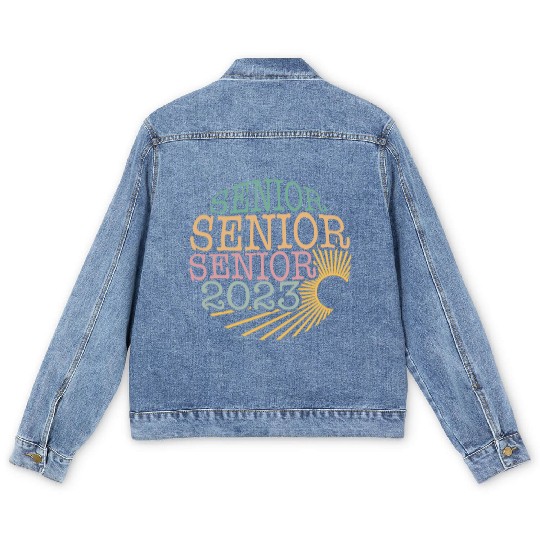 Graduation Men's Denim Jackets, Senior Class Of 2023 Floral