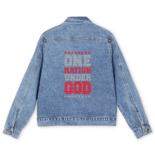 One Nation Under God USA American US America Men's Denim Jackets