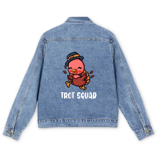 Thanksgiving Running Turkey Trot Squad Men's Denim Jackets